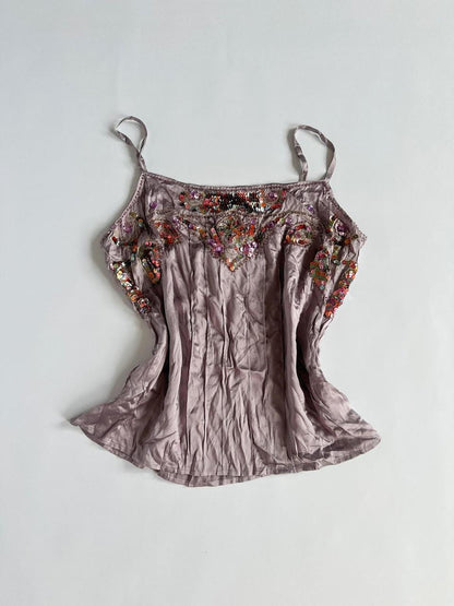 Y2K Silk Embellished Cami Top