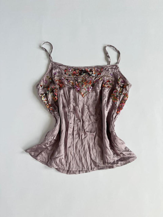 Y2K Silk Embellished Cami Top