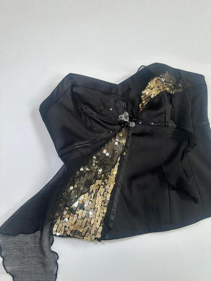 00s Next Black Sequin Corset