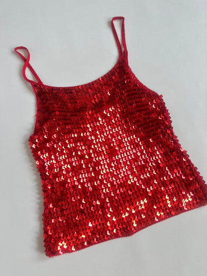 00s Red Disc Sequin Cami