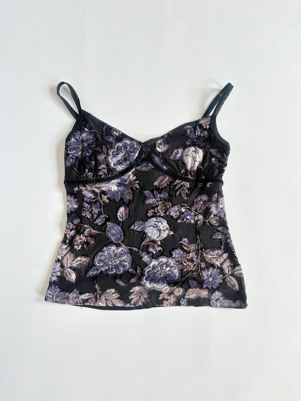 00s Flock Floral Cami
