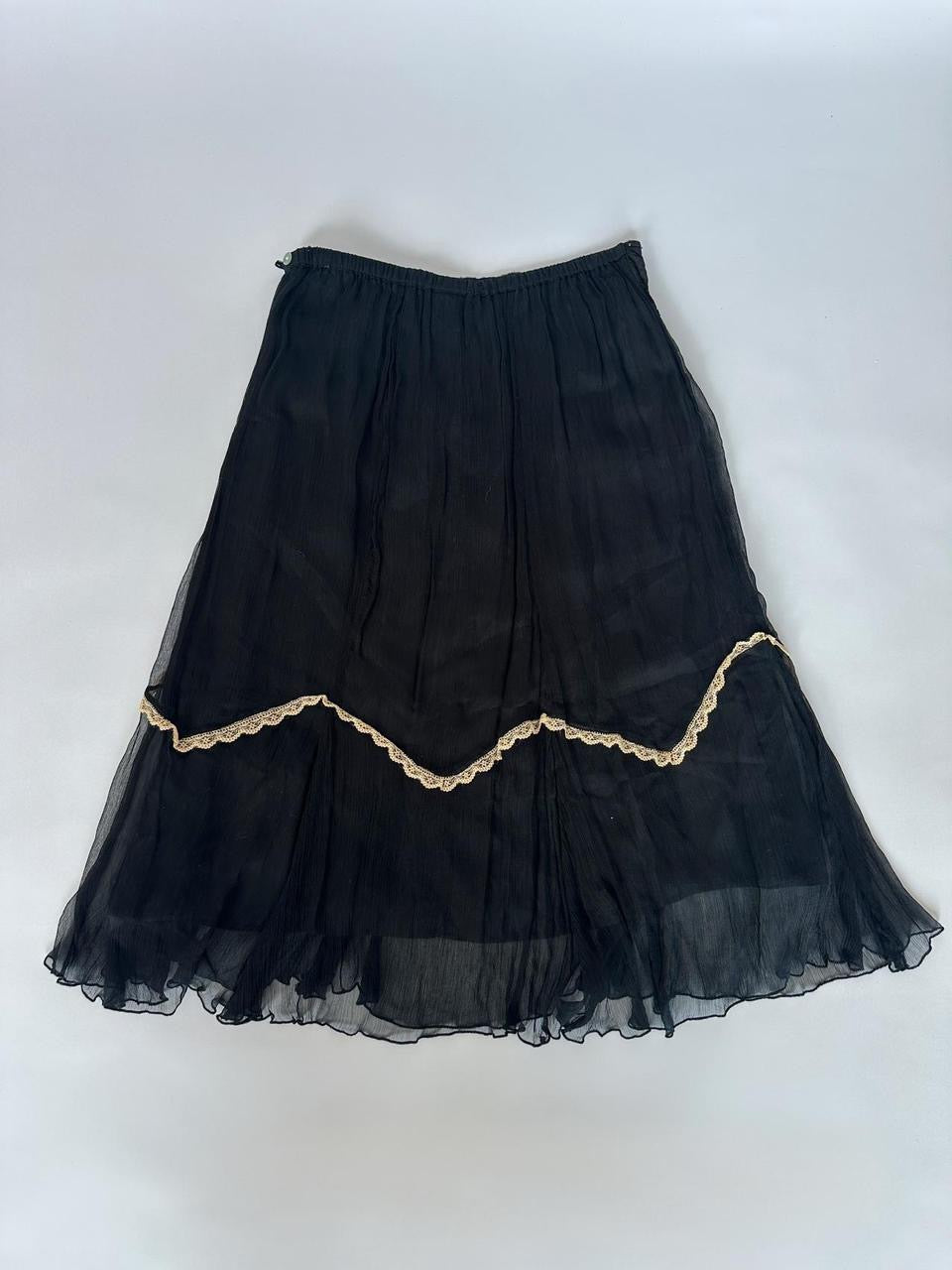Y2K Low Rise Black & Gold Skirt