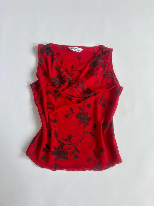 00s Cowl Neck Glitter New Look Top