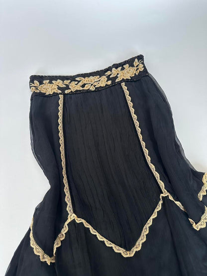 Y2K Low Rise Black & Gold Skirt