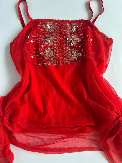 Y2K Red Mesh Sequin Cami