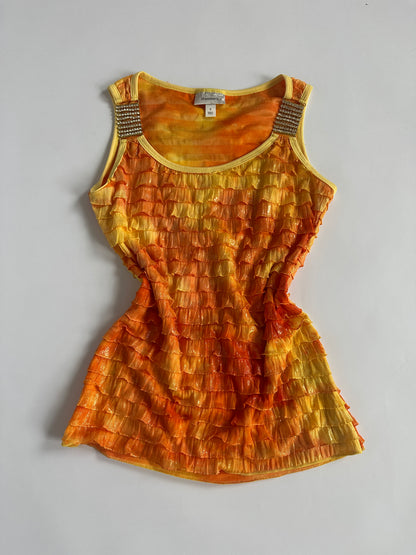 Ombré Irridescent Frill Tank Top