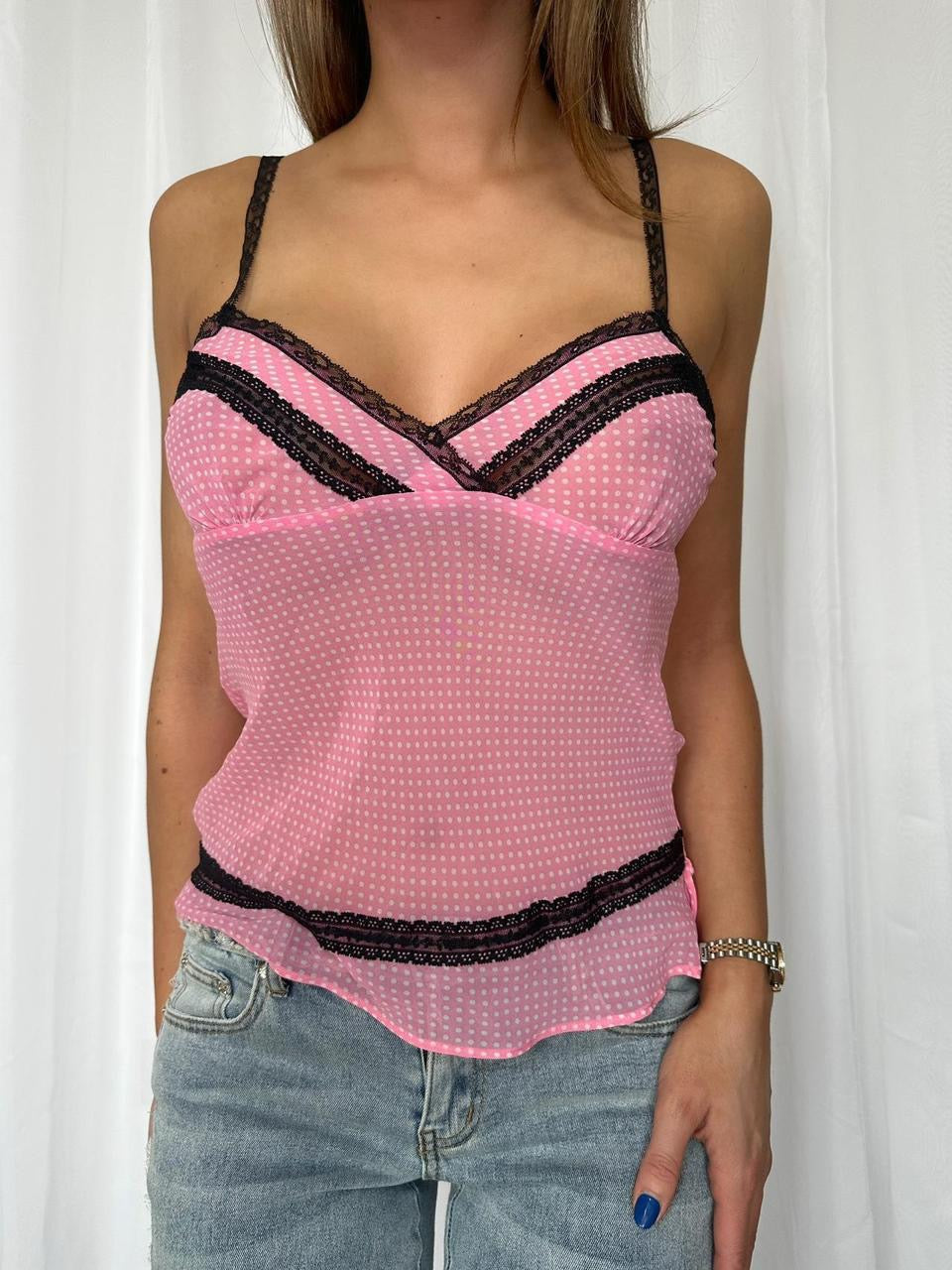 Y2K Pink Polka Dot Cami