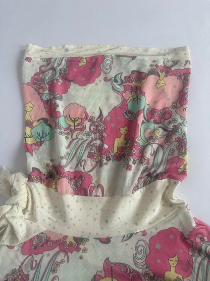 00s Strapless Pattern Dress