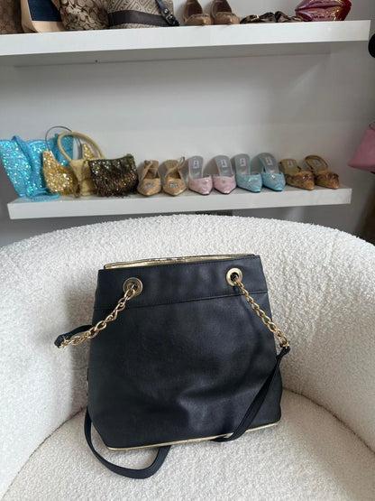 Vintage Black and Gold Shoulder Bag