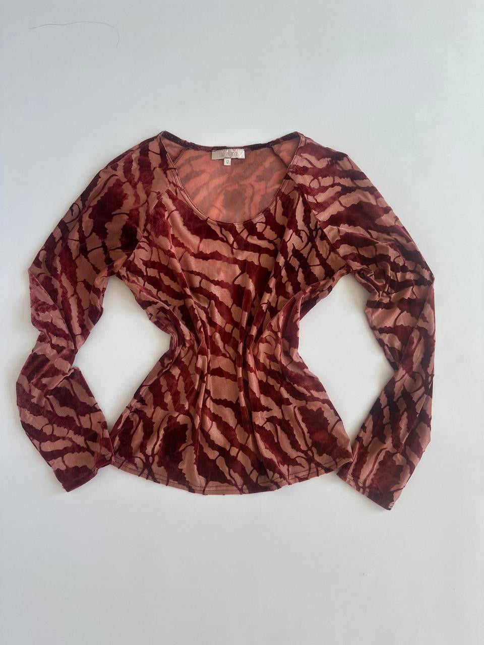 00s Burgundy Flock Top