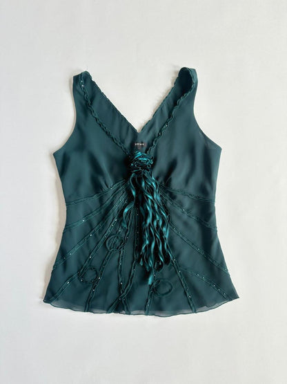 00s Green Sequin Top