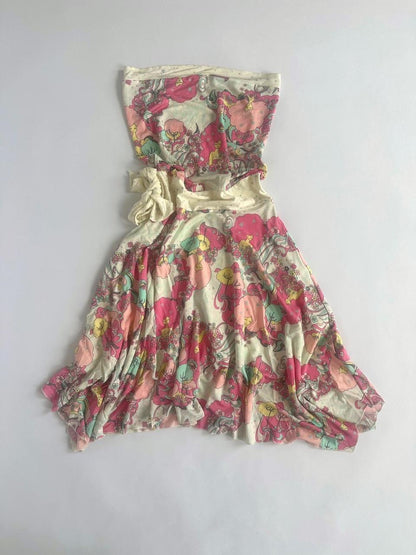 00s Strapless Pattern Dress