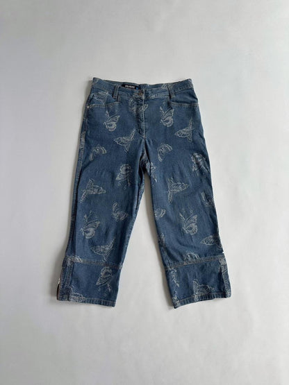 Y2K Butterfly Denim Cropped Jeans