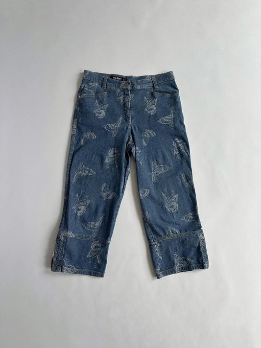 Y2K Butterfly Denim Cropped Jeans