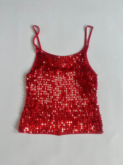 00s Red Disc Sequin Cami