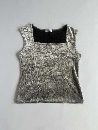 90s New Look Silver Velvet Tank Top