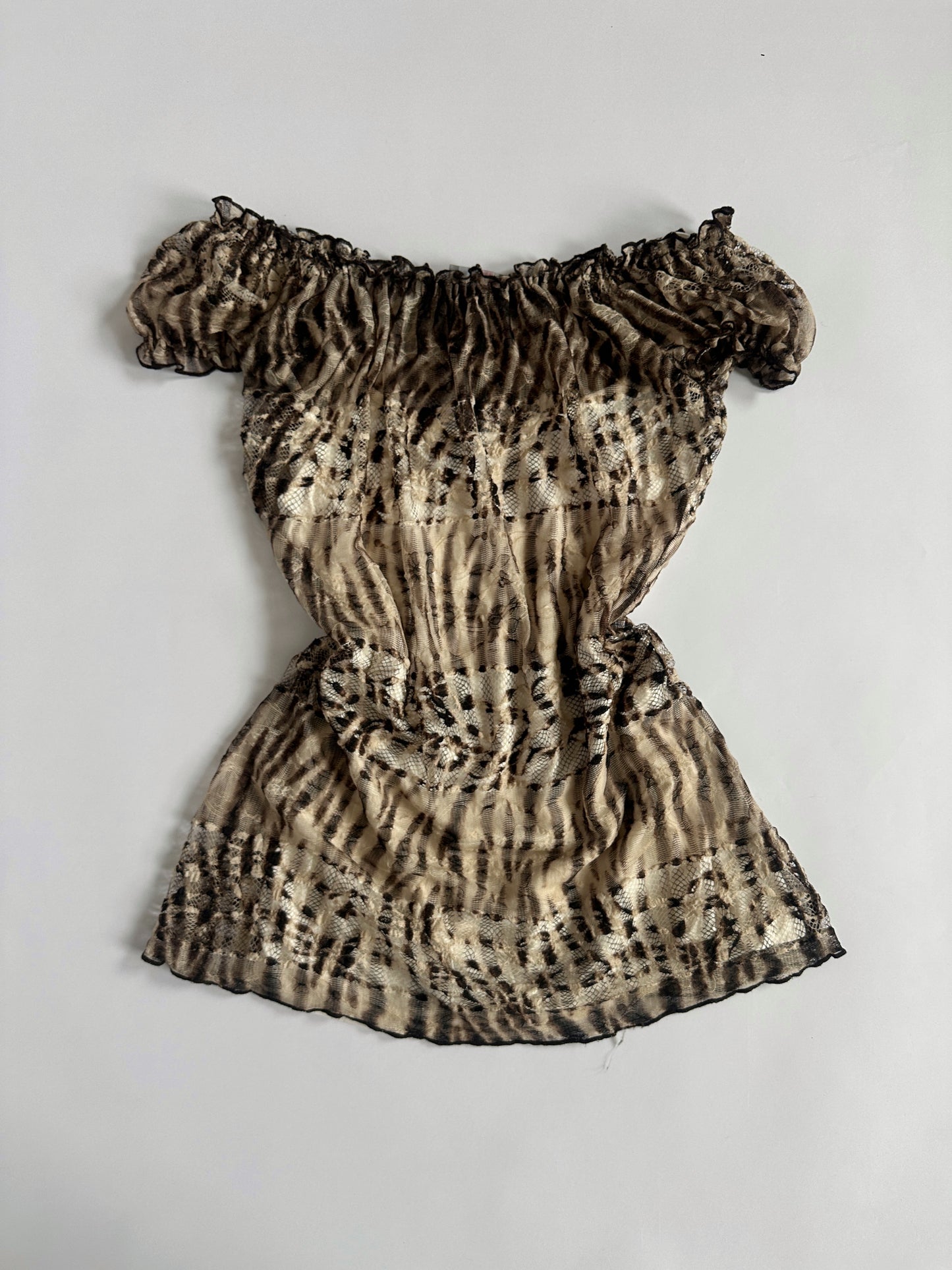 00s Per Una Elasticated Leopard Lace Top