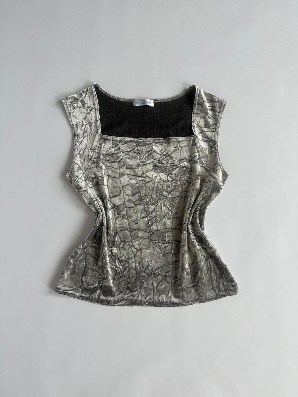 90s New Look Silver Velvet Tank Top