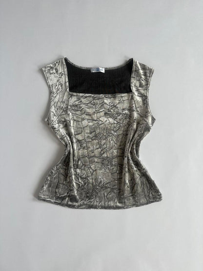 90s New Look Silver Velvet Tank Top