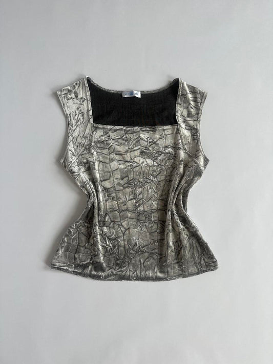 90s New Look Silver Velvet Tank Top