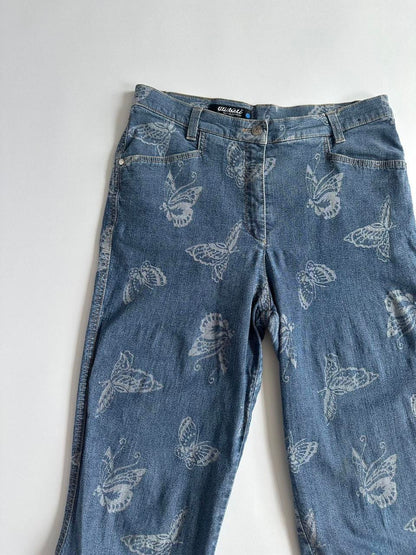 Y2K Butterfly Denim Cropped Jeans