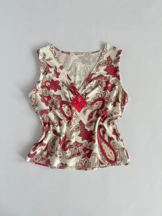 00s Cream & Berry Sequin Tank Top