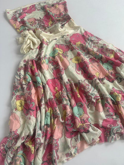 00s Strapless Pattern Dress