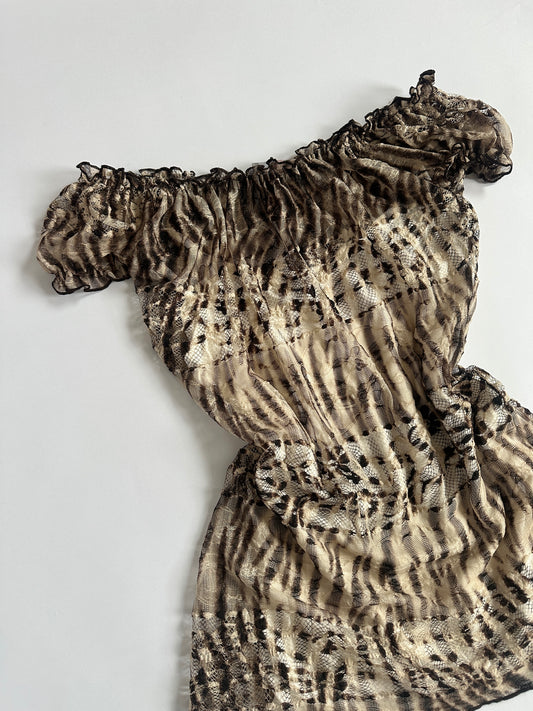 00s Per Una Elasticated Leopard Lace Top