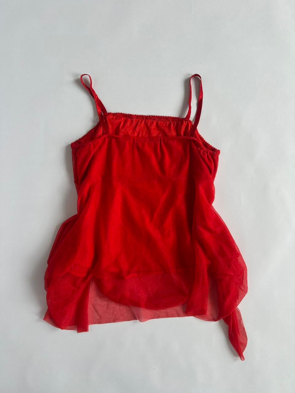 Y2K Red Mesh Sequin Cami