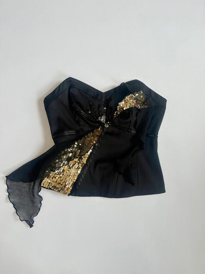 00s Next Black Sequin Corset
