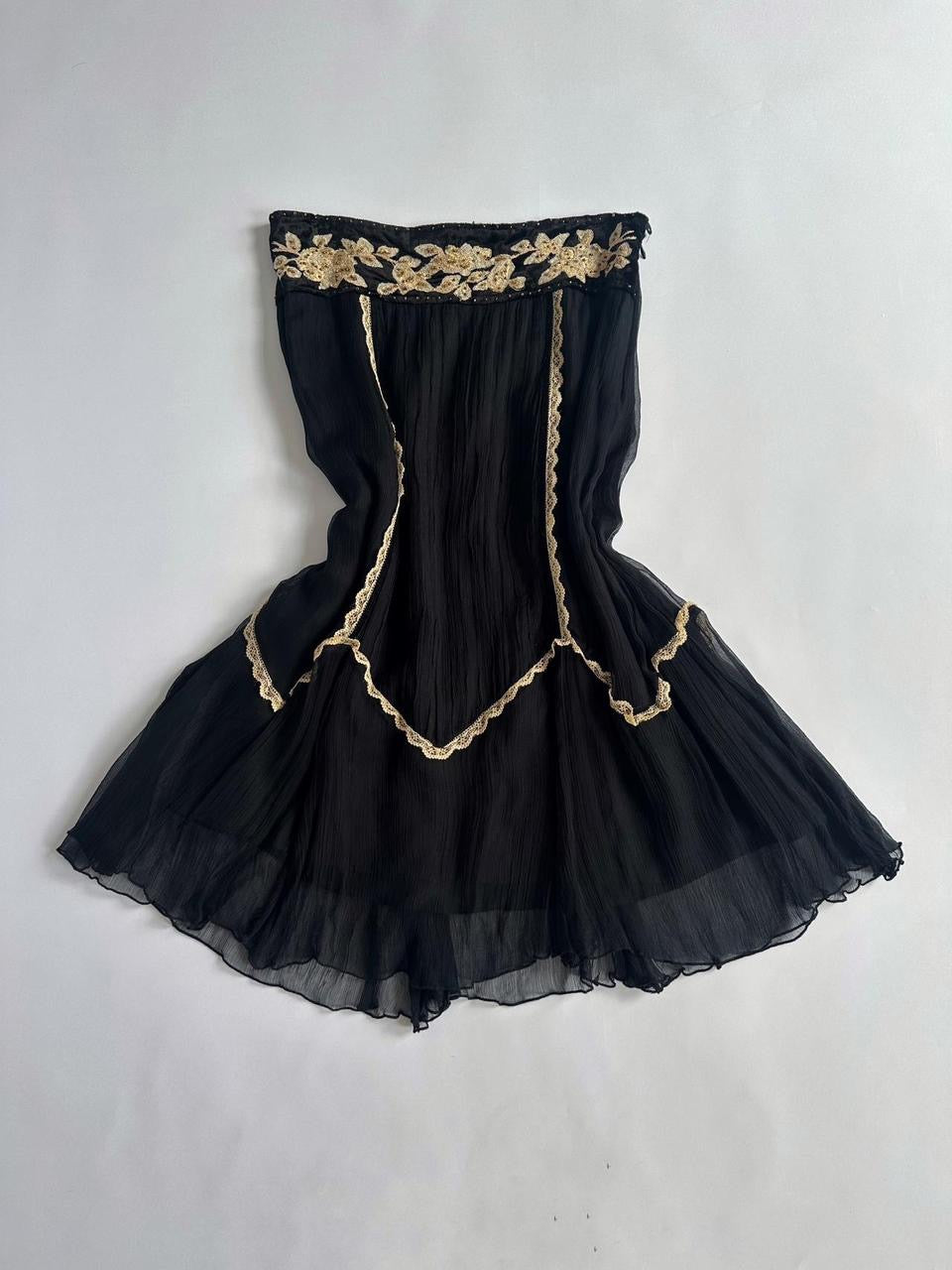 Y2K Low Rise Black & Gold Skirt