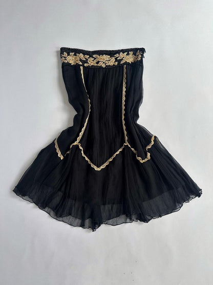 Y2K Low Rise Black & Gold Skirt