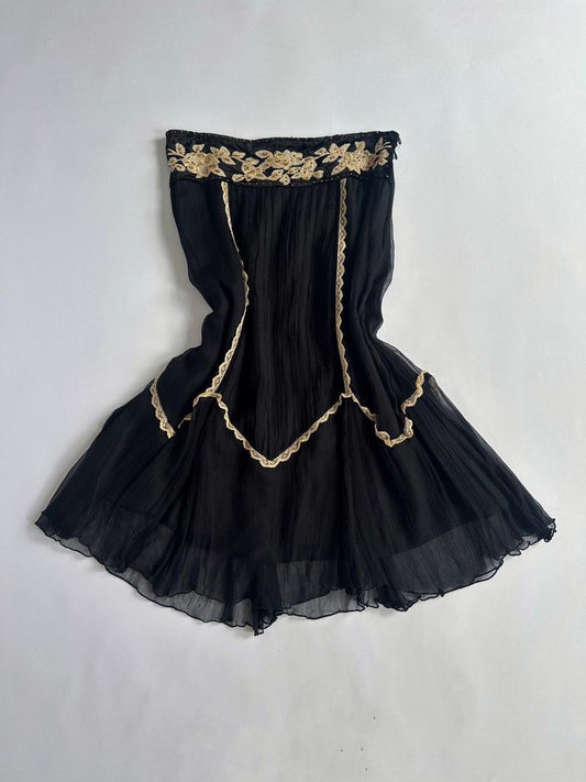 Y2K Low Rise Black & Gold Skirt