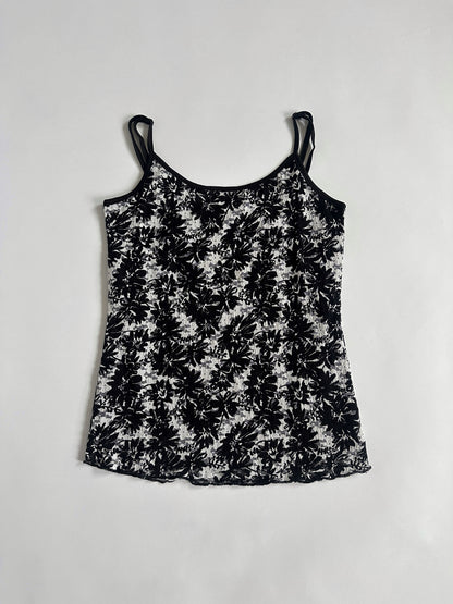 00s Monochrome Floral Lace Cami