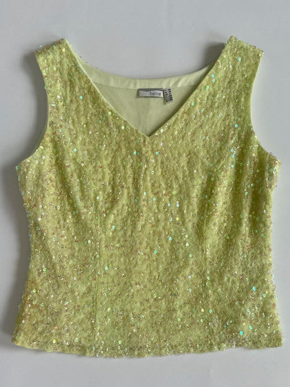 Pale Lime 00s Sequin Top