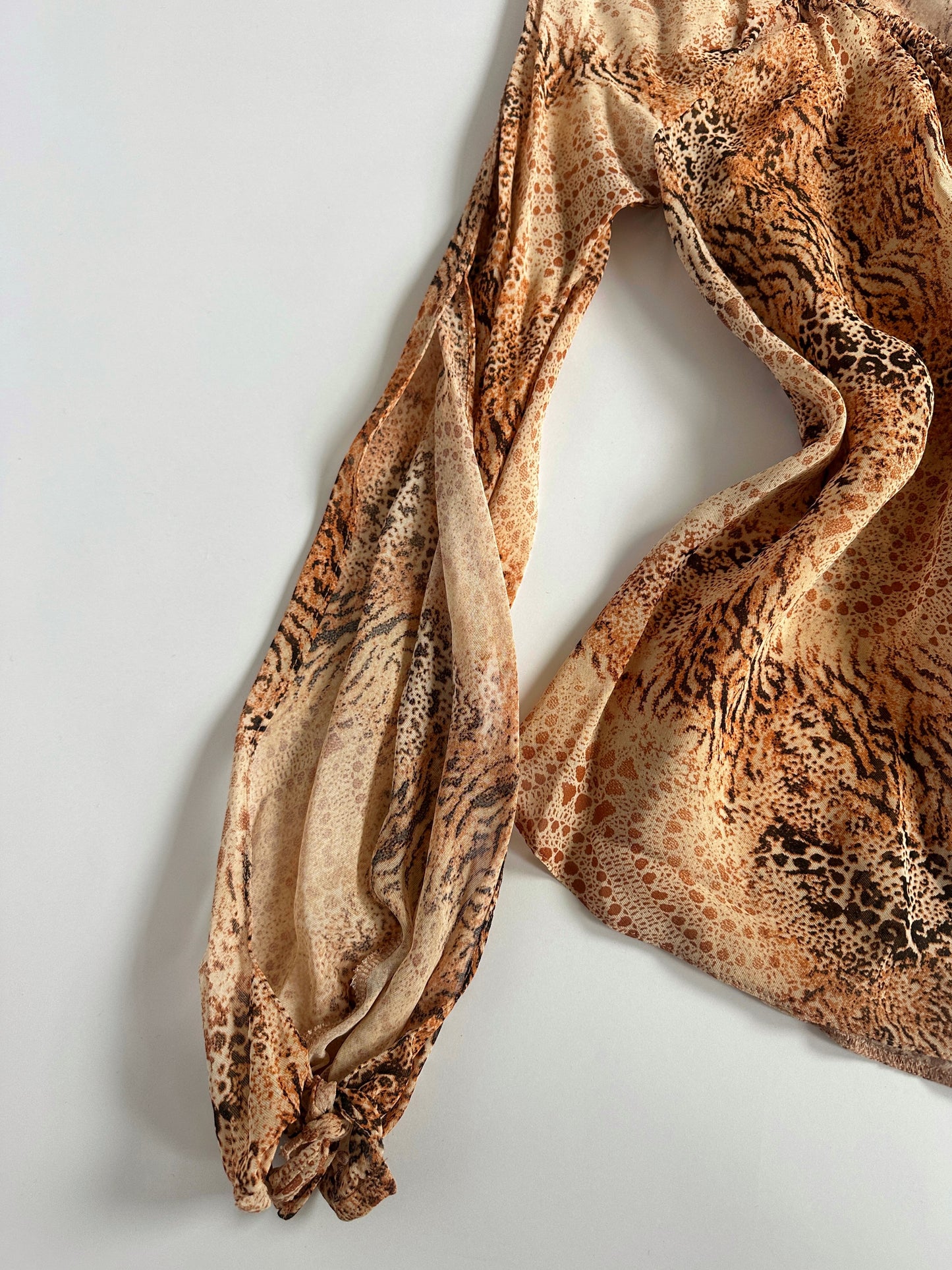 00s Open Sleeve Animal Print Top