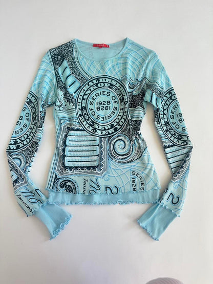 Y2K Noun Paris Graphic Mesh Top