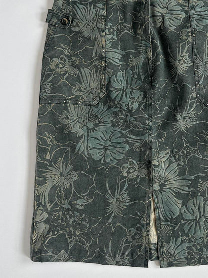 Y2K Khaki Floral Above Knee Skirt