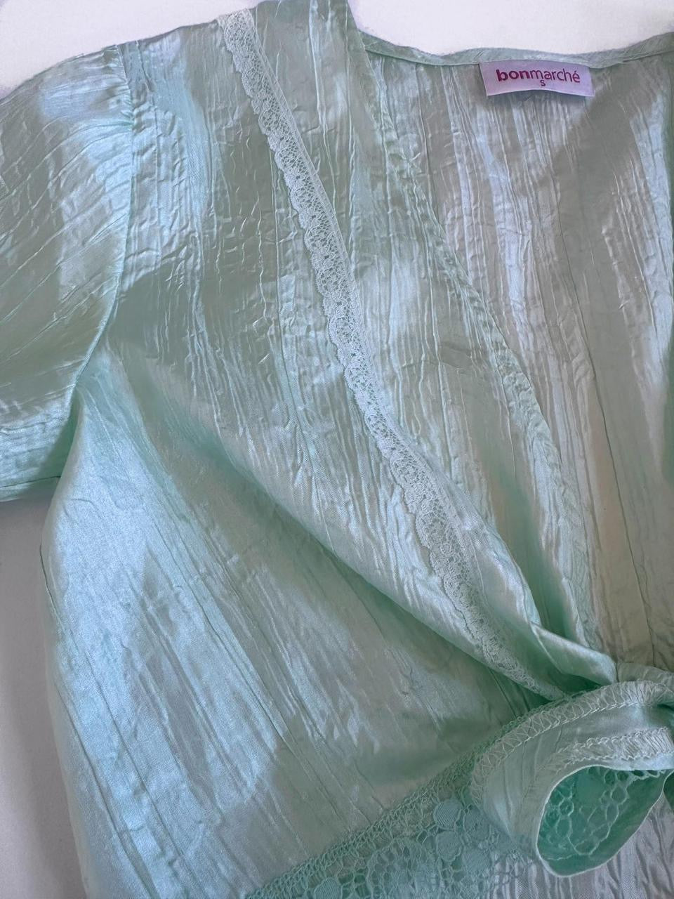 00s Crinkle Mint Tie Top