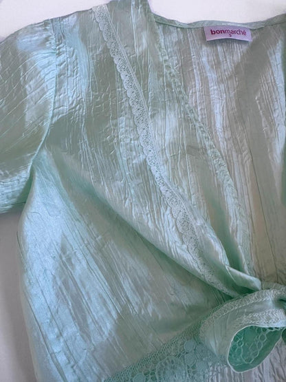 00s Crinkle Mint Tie Top