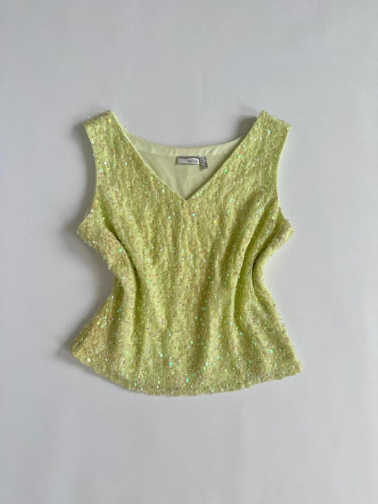 Pale Lime 00s Sequin Top