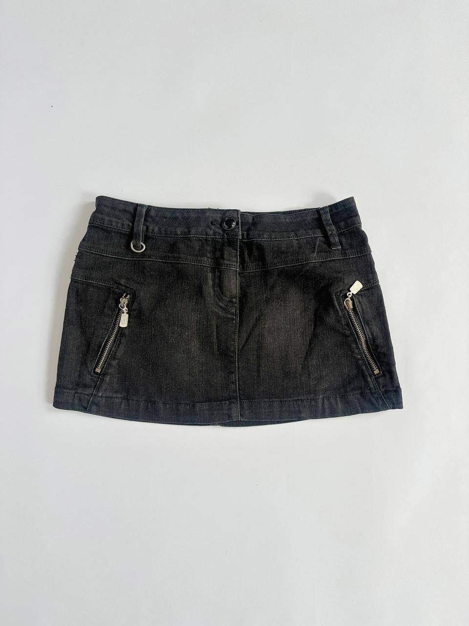 Y2K Black Denim Low Rise Mini Skirt
