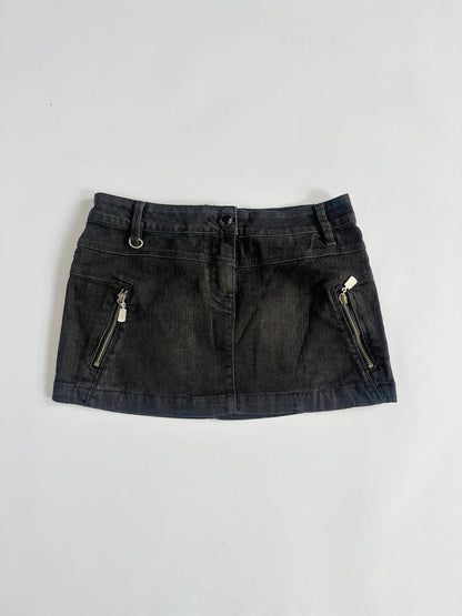 Y2K Black Denim Low Rise Mini Skirt