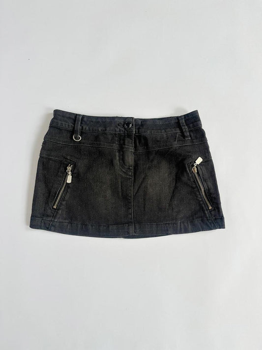 Y2K Black Denim Low Rise Mini Skirt