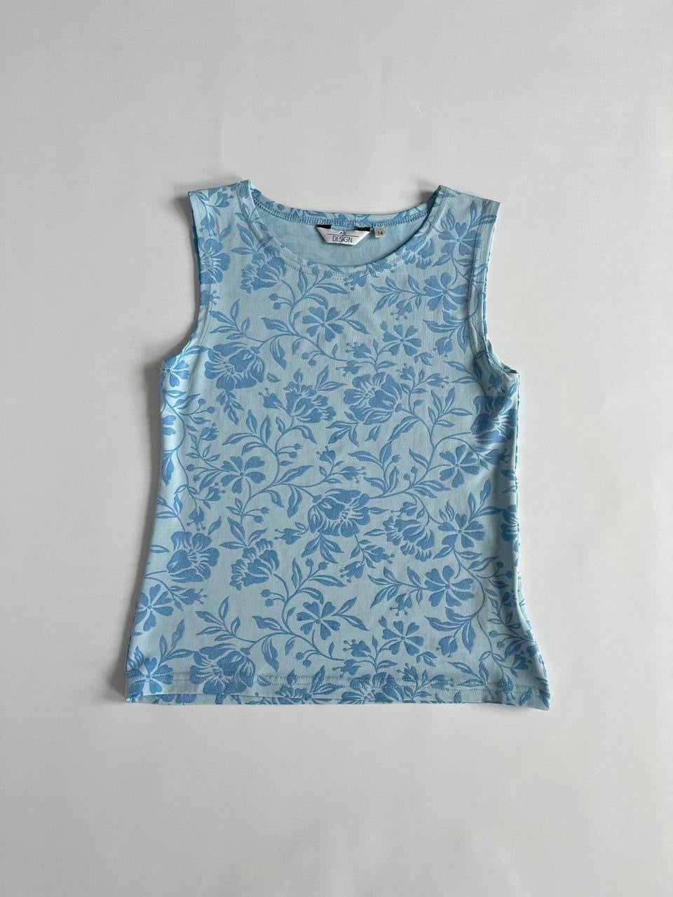Y2K Blue Flock Boat Neck Top