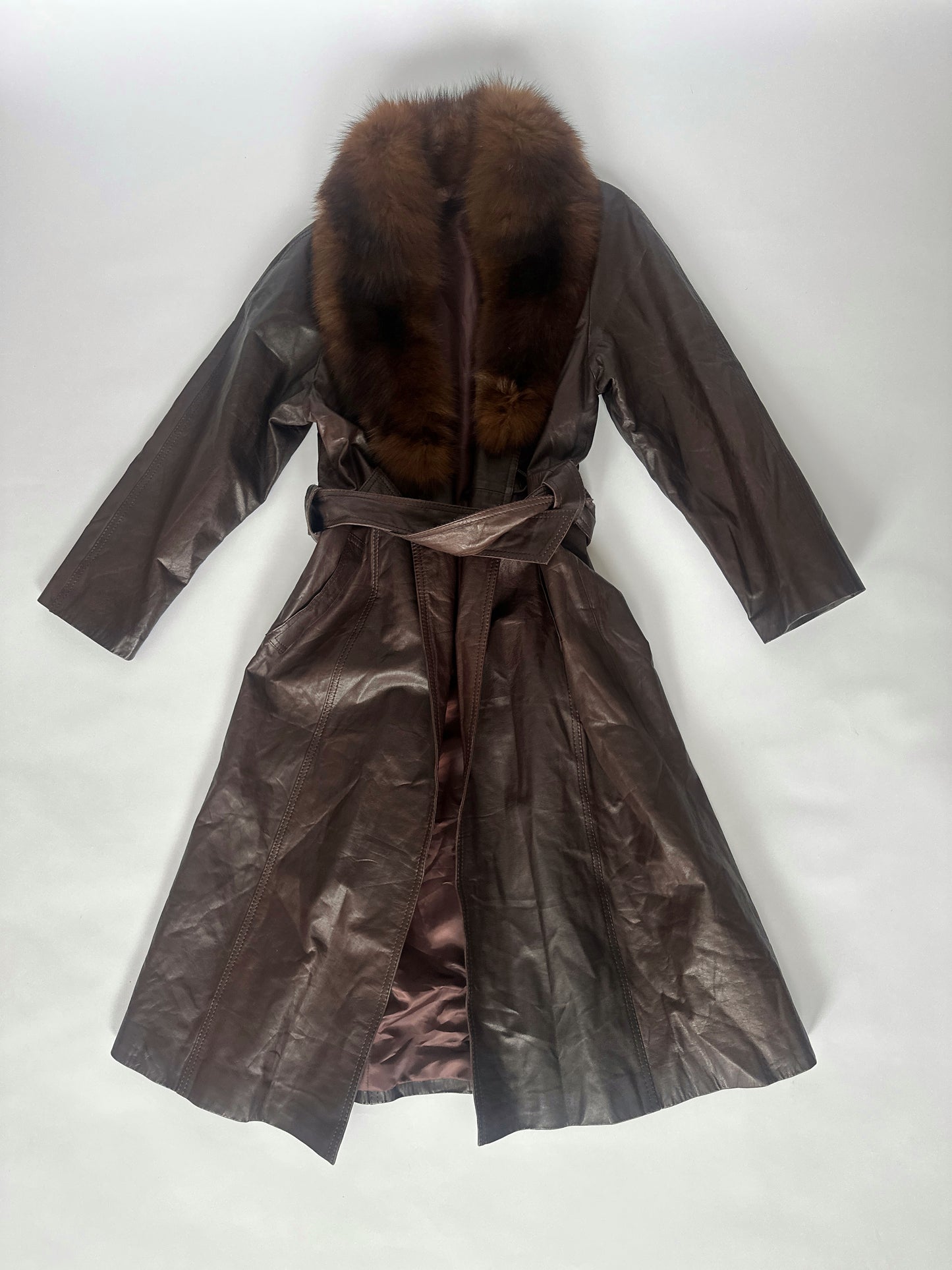 Brown Fur Collar Leather Jacket