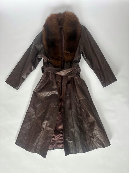 Brown Fur Collar Leather Jacket