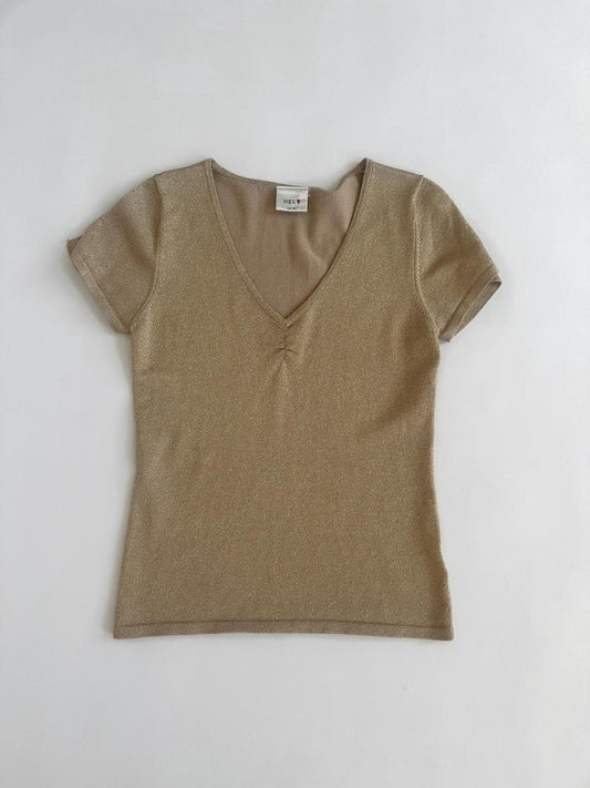 00s Next Gold Glitter Top
