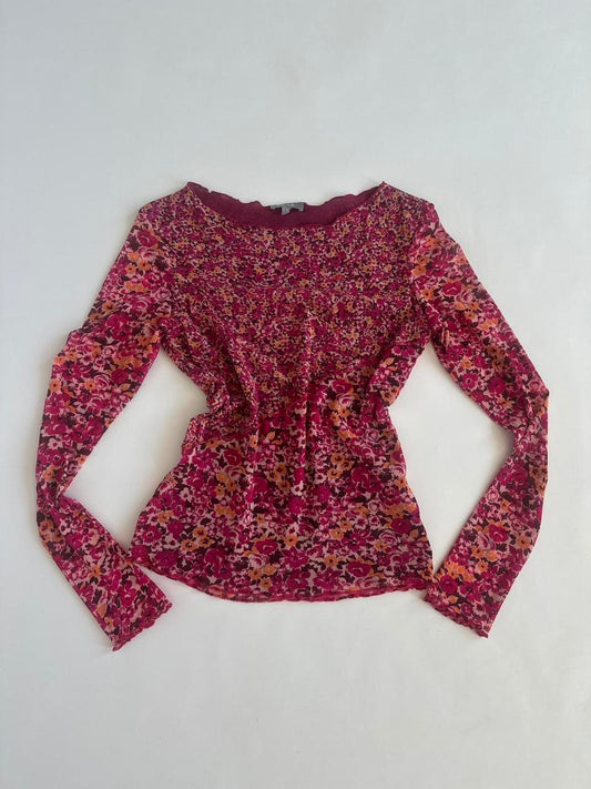 Per Una Floral Mesh Top