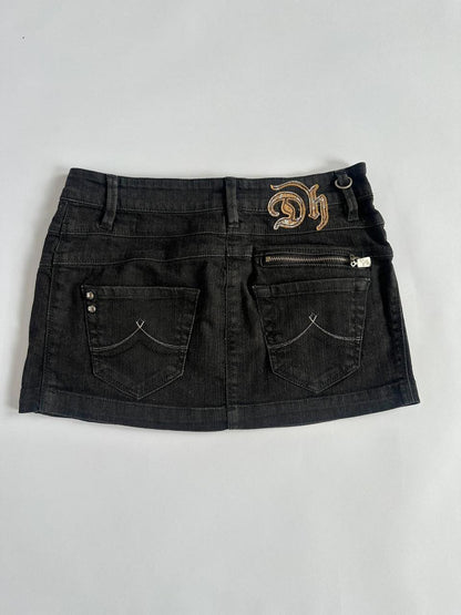 Y2K Black Denim Low Rise Mini Skirt